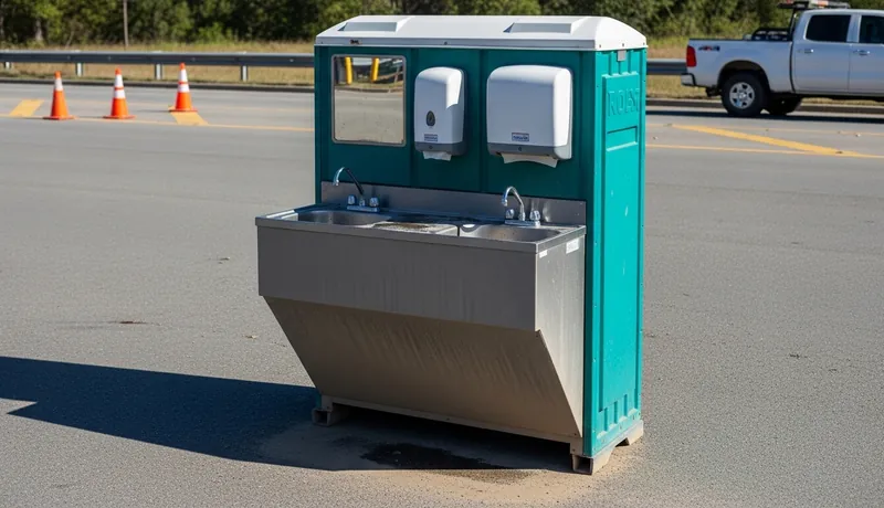 Portable hand wash station on a commercial job site